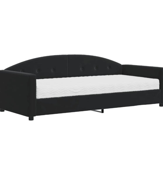 Tagesbett mit Matratze Schwarz 90x200 cm Samt