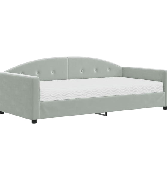Tagesbett mit Matratze Hellgrau 100x200 cm Samt