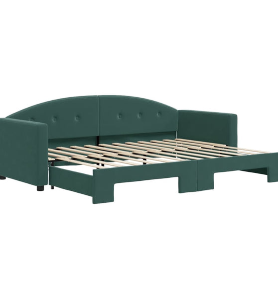 Tagesbett Ausziehbar Dunkelgrün 80x200 cm Samt
