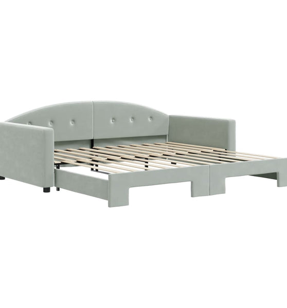 Tagesbett Ausziehbar Hellgrau 100x200 cm Samt