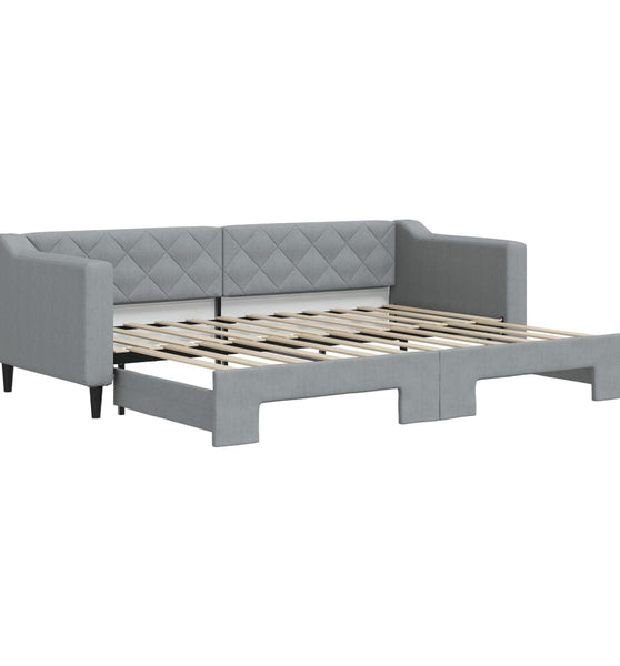 Tagesbett Ausziehbar Hellgrau 80x200 cm Stoff