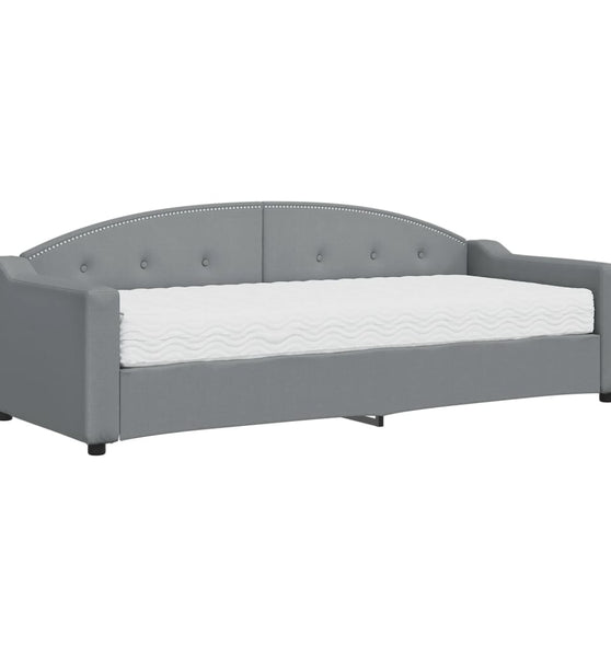 Tagesbett mit Matratze Hellgrau 80x200 cm Stoff