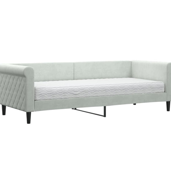 Tagesbett mit Matratze Hellgrau 80x200 cm Samt