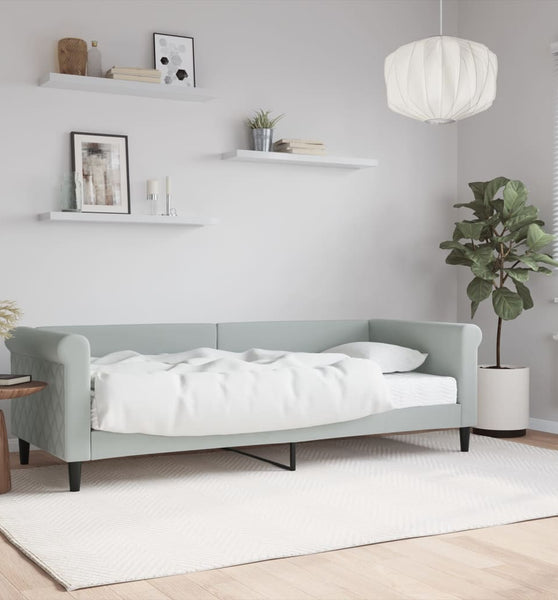 Tagesbett mit Matratze Hellgrau 80x200 cm Samt