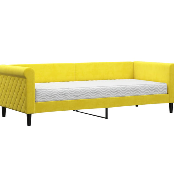 Tagesbett mit Matratze Gelb 80x200 cm Samt