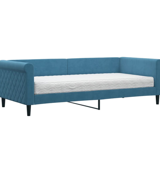 Tagesbett mit Matratze Blau 90x200 cm Samt