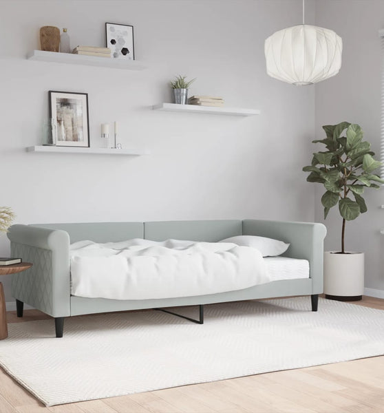Tagesbett mit Matratze Hellgrau 90x190 cm Samt