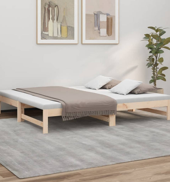Tagesbett Ausziehbar 2x(75x190) cm Massivholz Kiefer