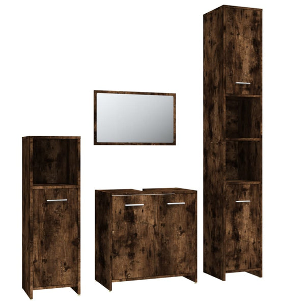 4-tlg. Badmöbel-Set Räuchereiche Holzwerkstoff