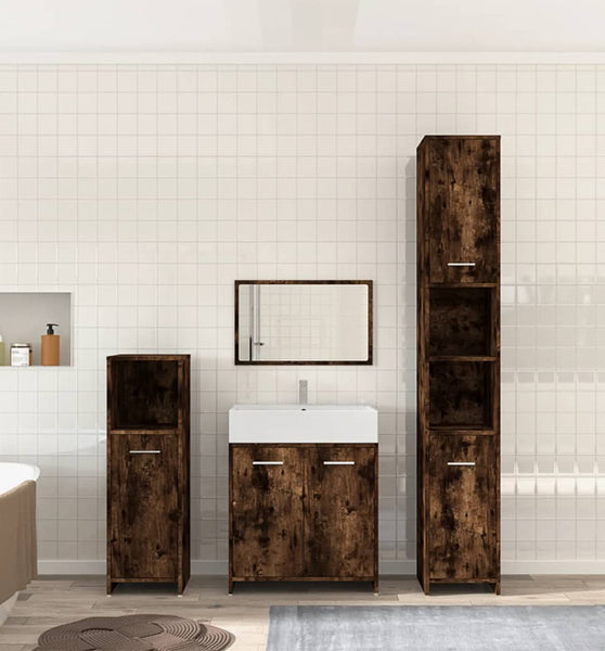 4-tlg. Badmöbel-Set Räuchereiche Holzwerkstoff
