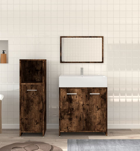 3-tlg. Badmöbel-Set Räuchereiche Holzwerkstoff