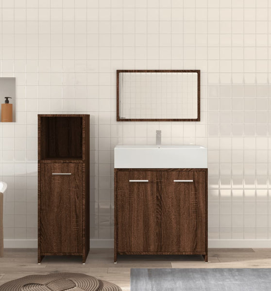 3-tlg. Badmöbel-Set Braun Eichen-Optik Holzwerkstoff