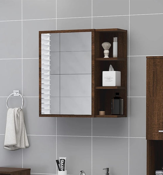 Bad-Spiegelschrank Braun Eiche 62,5x20,5x64 cm Holzwerkstoff