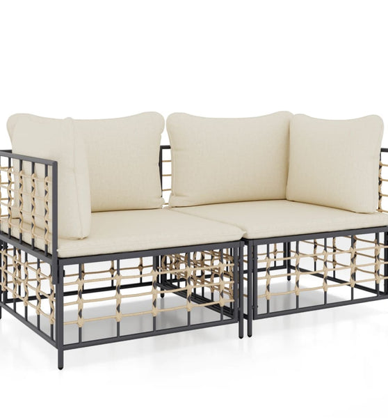 Ecksofas mit Kissen 2 Stk. Modular Poly Rattan