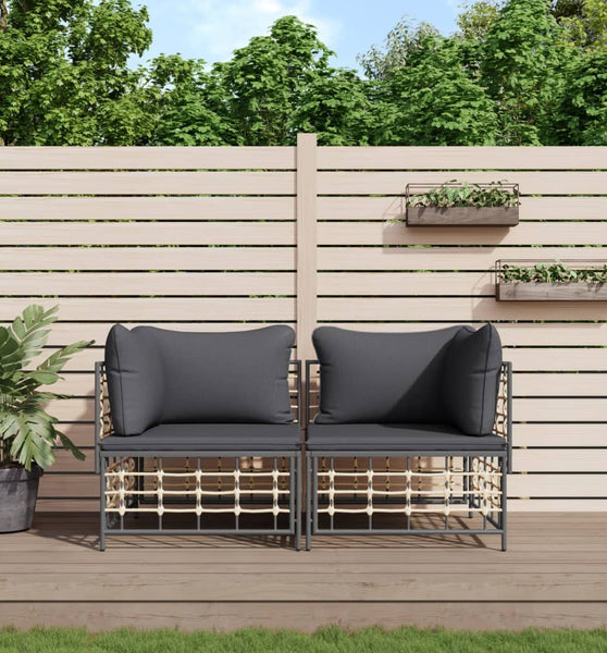 Ecksofas mit Kissen 2 Stk. Modular Poly Rattan