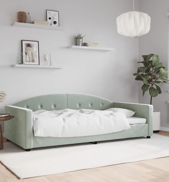 Tagesbett Hellgrau 100x200 cm Samt