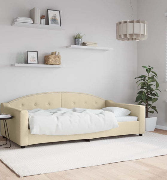 Tagesbett Creme 100x200 cm Stoff