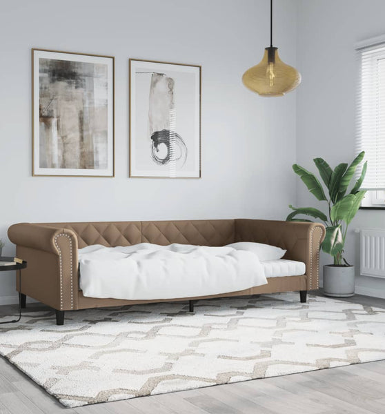 Tagesbett Cappuccino-Braun 100x200 cm Kunstleder