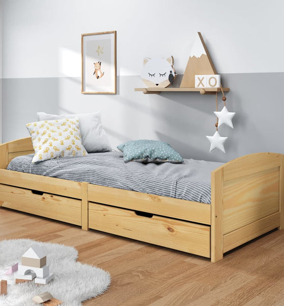 Tagesbett mit 2 Schubladen IRUN 90x200 cm Massivholz Kiefer