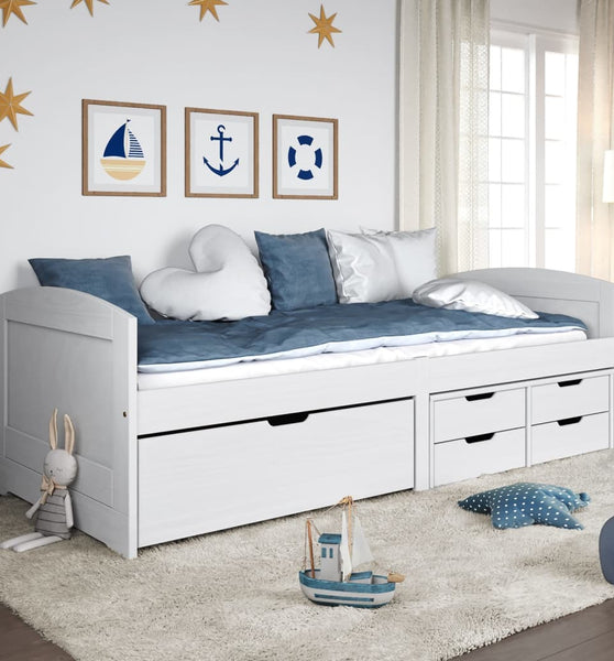 Tagesbett mit 5 Schubladen IRUN Weiß 90x200cm Massivholz Kiefer