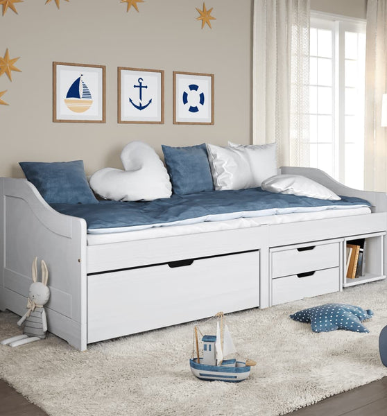 Tagesbett mit 3 Schubladen IRUN Weiß 90x200cm Massivholz Kiefer
