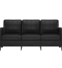 3-Sitzer-Sofa Schwarz 180 cm Kunstleder