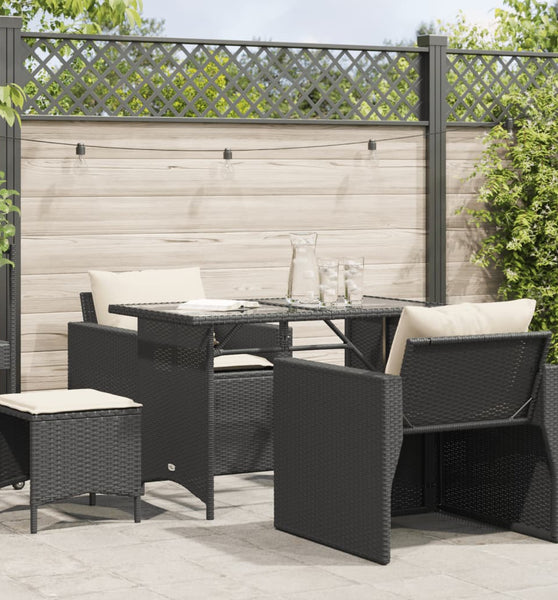 4-tlg. Garten-Sofagarnitur mit Kissen Schwarz Poly Rattan