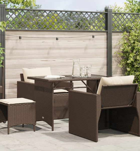 4-tlg. Garten-Sofagarnitur mit Kissen Braun Poly Rattan