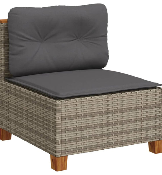 Gartensofa ohne Armlehnen mit Kissen Grau Poly Rattan