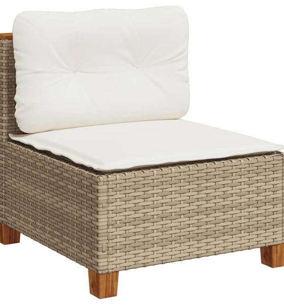 Gartensofa ohne Armlehnen mit Kissen Beige Poly Rattan