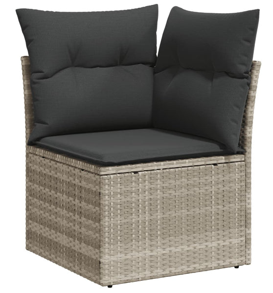 Garten-Ecksofa mit Kissen Hellgrau Poly Rattan