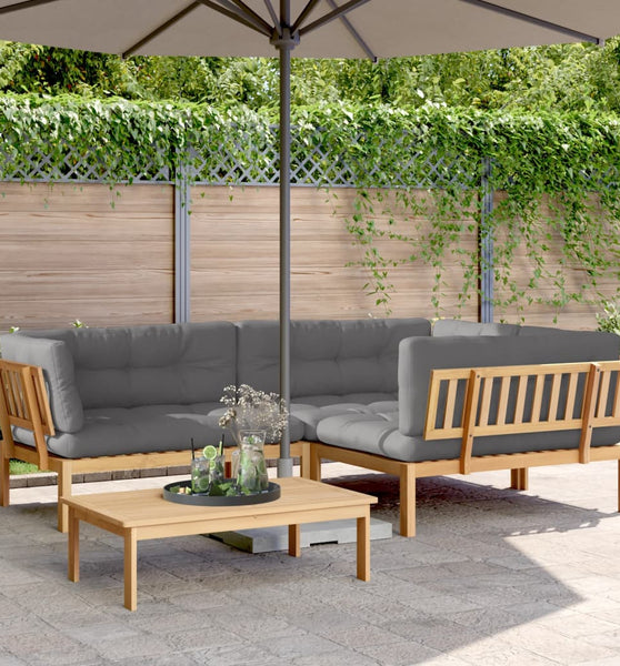 4-tlg. Garten-Sofagarnitur aus Paletten mit Kissen Akazienholz