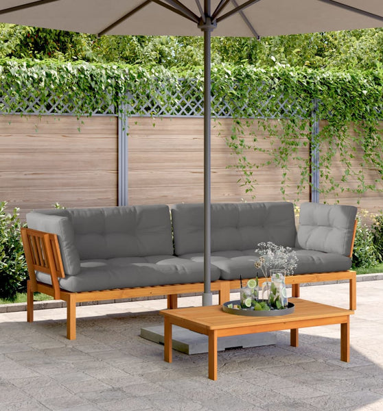 Garten-Ecksofas aus Paletten mit Kissen 2 Stk Massivholz Akazie