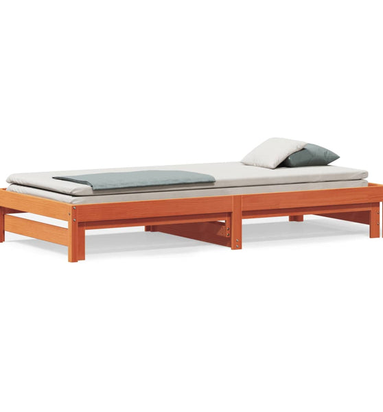 Tagesbett Ausziehbar Wachsbraun 90x190 cm Massivholz Kiefer