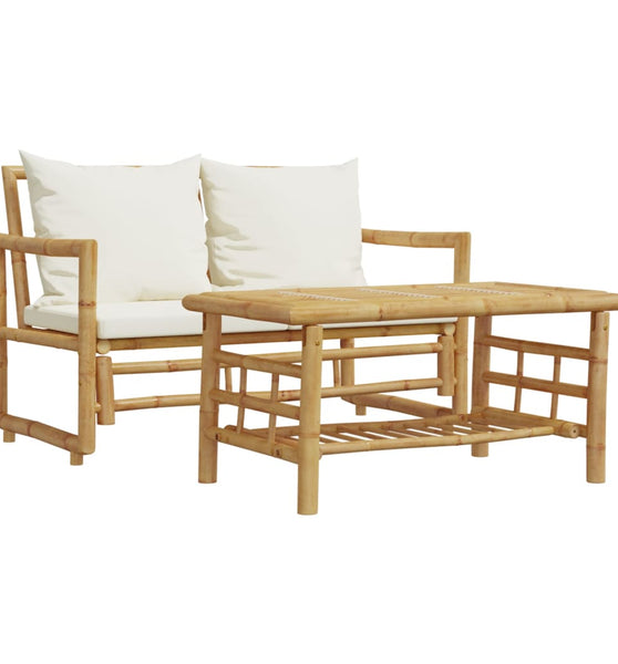 2-tlg. Garten-Sofagarnitur mit Kissen Bambus