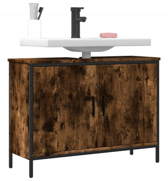 Waschbeckenunterschrank Räuchereiche 80x30x60 cm Holzwerkstoff