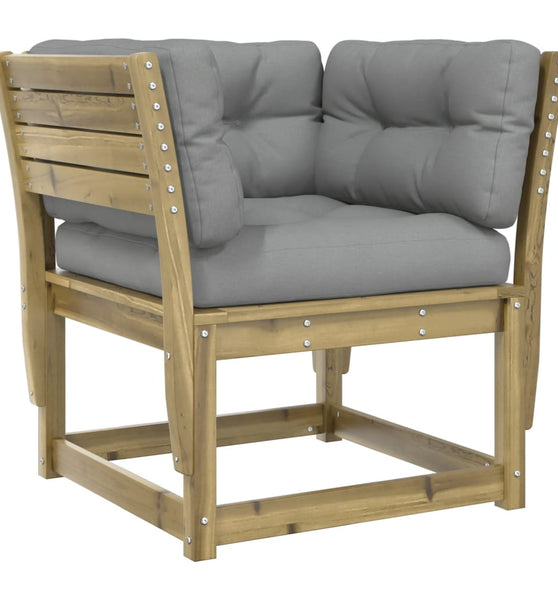 Gartensofa mit Armlehnen und Kissen Kiefernholz Imprägniert