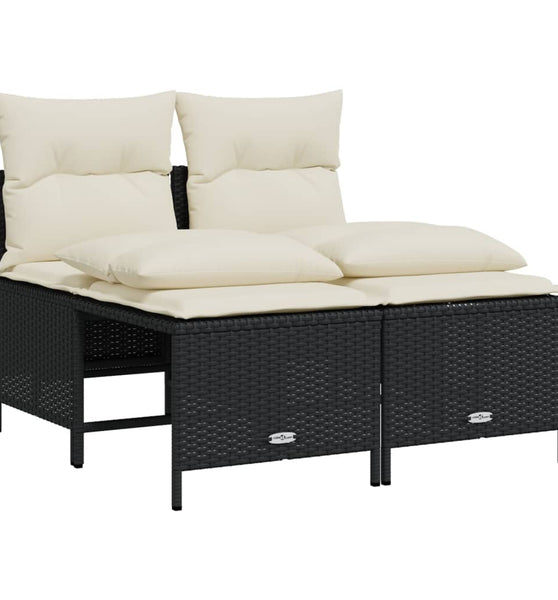 4-tlg. Garten-Sofagarnitur mit Kissen Schwarz Poly Rattan