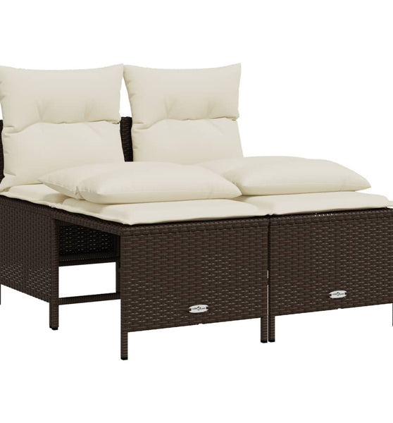 4-tlg. Garten-Sofagarnitur mit Kissen Braun Poly Rattan