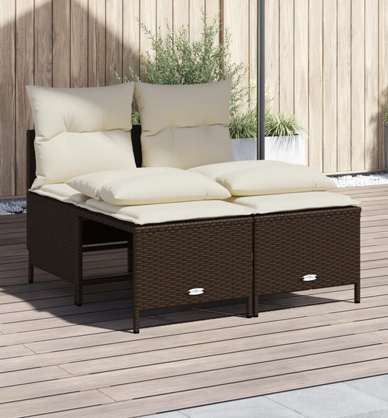 4-tlg. Garten-Sofagarnitur mit Kissen Braun Poly Rattan