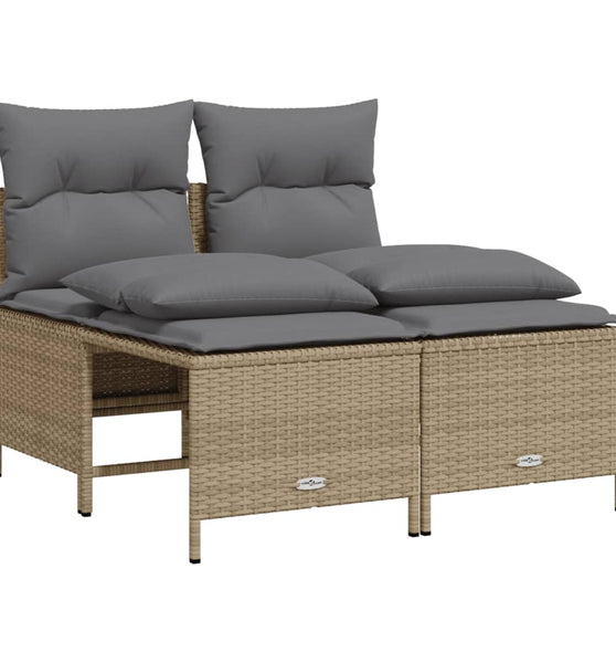 4-tlg. Garten-Sofagarnitur mit Kissen Beige Poly Rattan