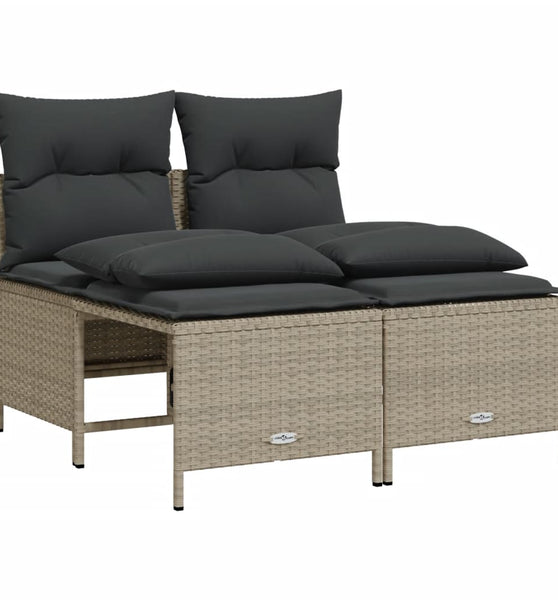 4-tlg. Garten-Sofagarnitur mit Kissen Hellgrau Poly Rattan