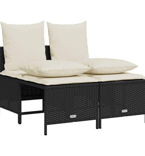 4-tlg. Garten-Sofagarnitur mit Kissen Schwarz Poly Rattan