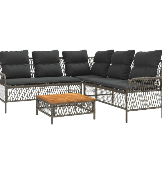 2-tlg. Garten-Sofagarnitur mit Auflagen Poly Rattan Grau