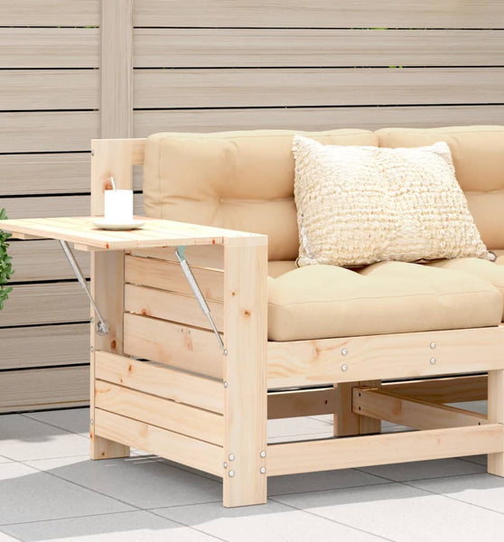 Gartensofa mit Armlehne und Beistelltisch Massivholz Kiefer