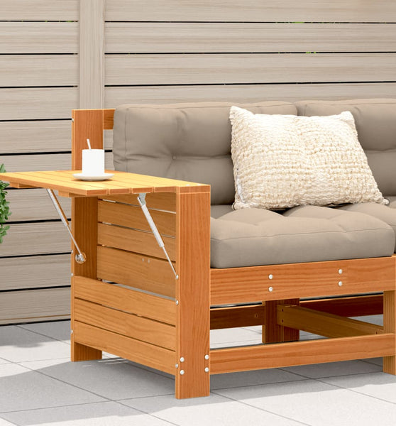 Gartensofa mit Armlehne und Beistelltisch Massivholz Kiefer