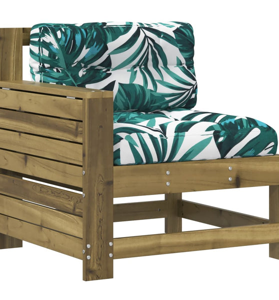 Gartensofa mit Armlehne und Kissen Kiefernholz Imprägniert