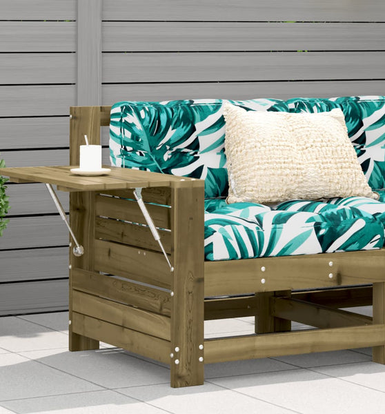 Gartensofa mit Armlehne und Kissen Kiefernholz Imprägniert