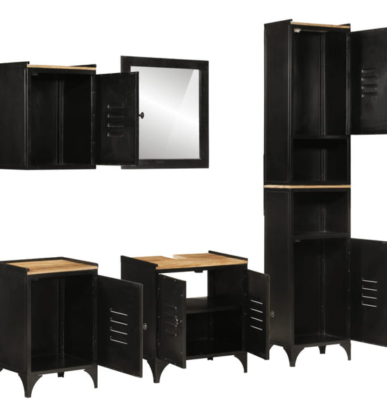 5-tlg. Badmöbel-Set Eisen und Massivholz Mango