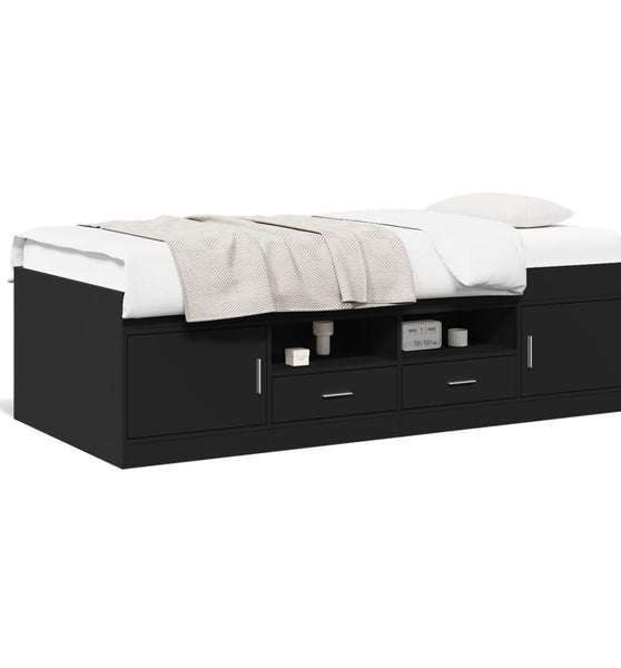 Tagesbett mit Schubladen ohne Matratze Schwarz 75x190 cm